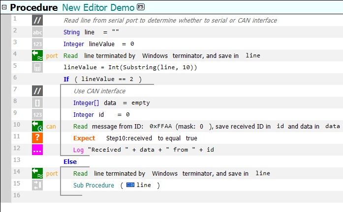 An example procedure shown using the new flat editor look